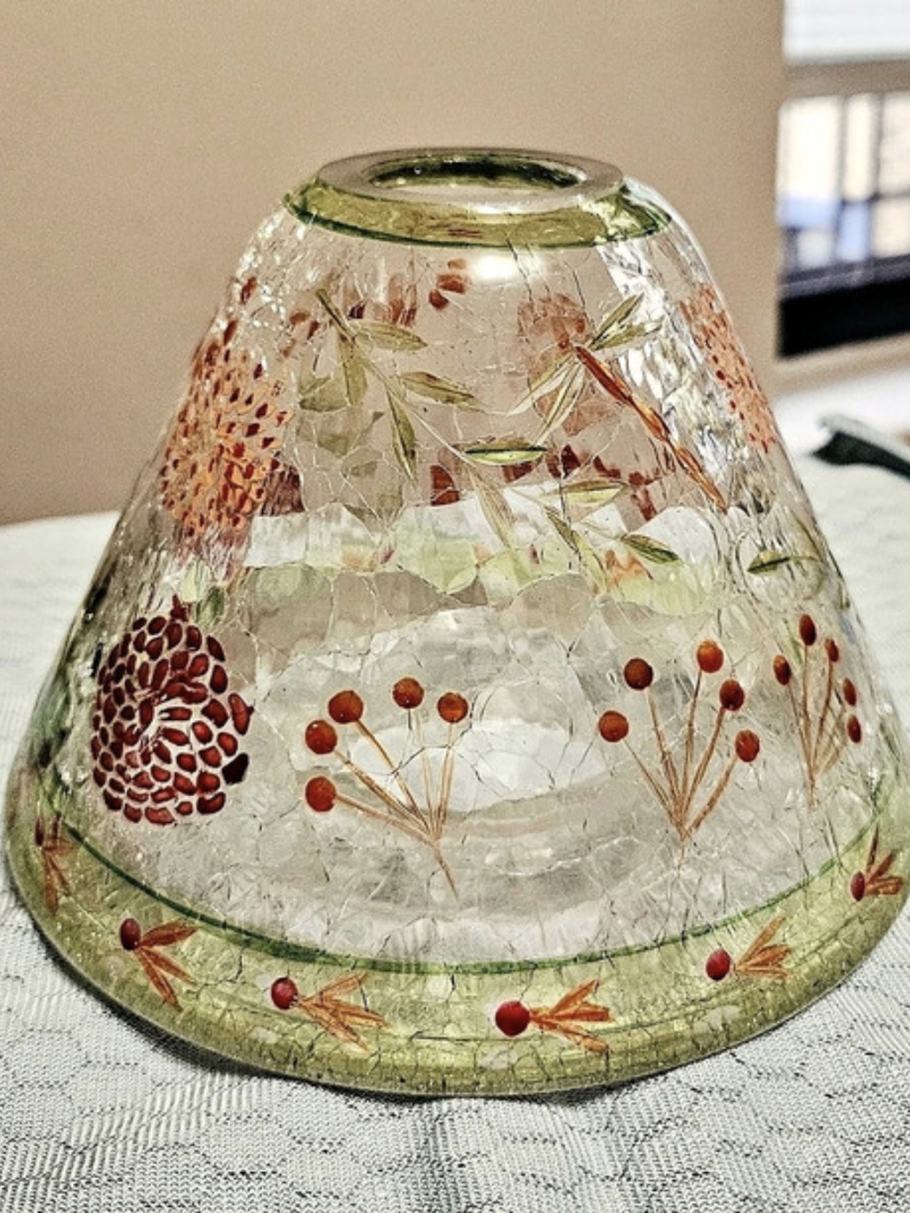 Yankee Candle Winter Berry Branches Crackle Glass Jar Shade